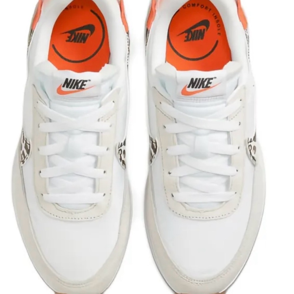 Nike Women's White and Beige Sneakers with Orange Accent 6.5 leopard print NWOB - Picture 2 of 6